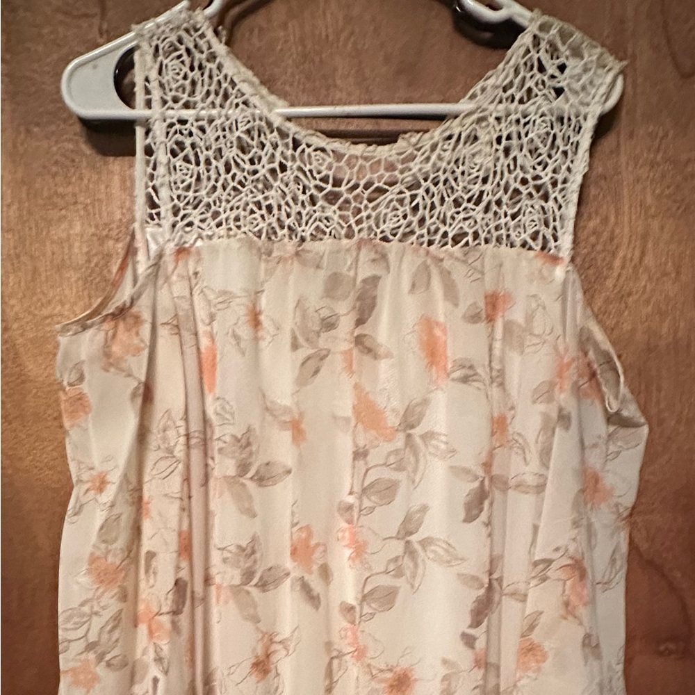 Floral Sleeveless Dress with Crochet Detail